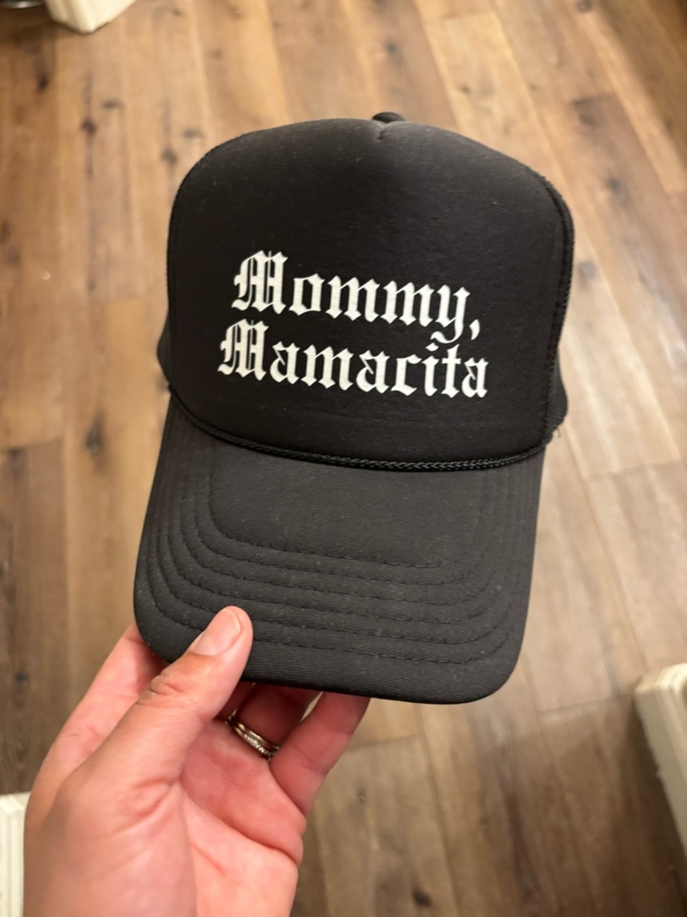 OTTO Black Mesh Trucker Hat with Red Logo